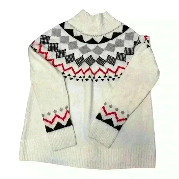 Vince Camuto Fair Isle Mock Neck Scandinavian Winter Style Sweater Size Small - Picture 4 of 4